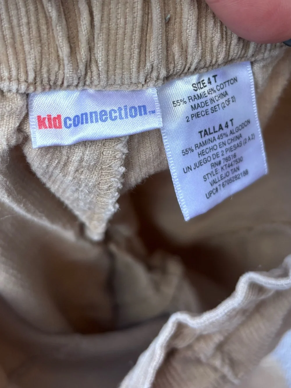 VINTAGE Y2K KID CONNECTION CORDUROY TAN PANTS SIZE 4T
